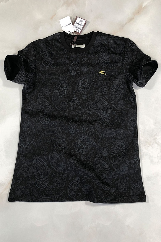 Чёрная мужская футболка Etro embroidered-logo