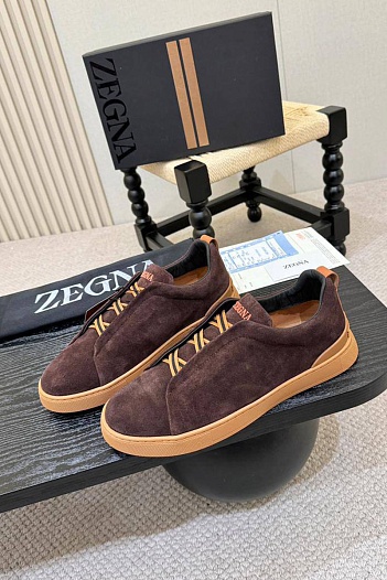 Замшевые кроссовки Ermenegildo Zegna Triple Stitch - Brown   