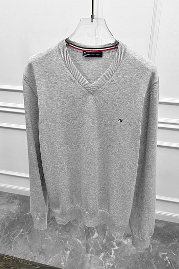 Мужской джемпер Tommy Hilfiger logo-embroidered - Grey   