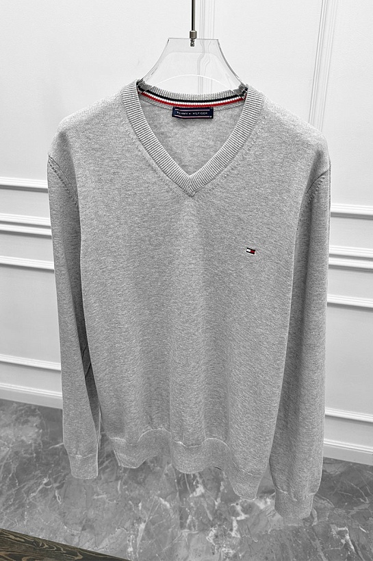 Мужской джемпер Tommy Hilfiger logo-embroidered - Grey