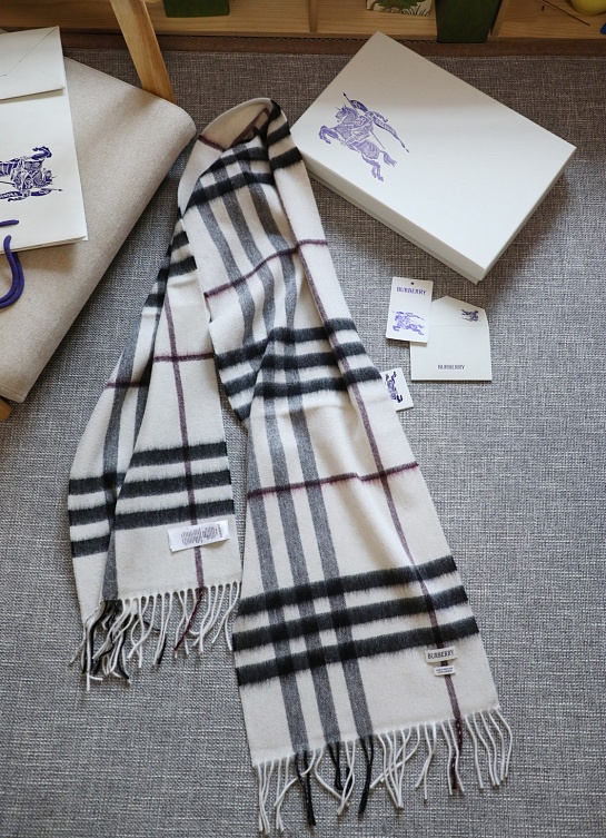 Шарф Burberry two-tone Check premium 168x30 см - White