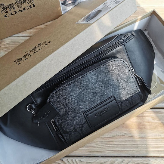 Кожаная сумка на пояс Coach Track - Black