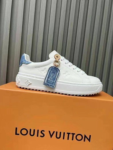 Женские кожаные кроссовки Louis Vuitton Time Out - White / Blue   