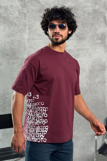 Мужская бордовая футболка Y-3 Yohji Yamamoto   