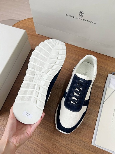 Комбинированные кроссовки Brunello Cucinelli Premium - White / Navy   