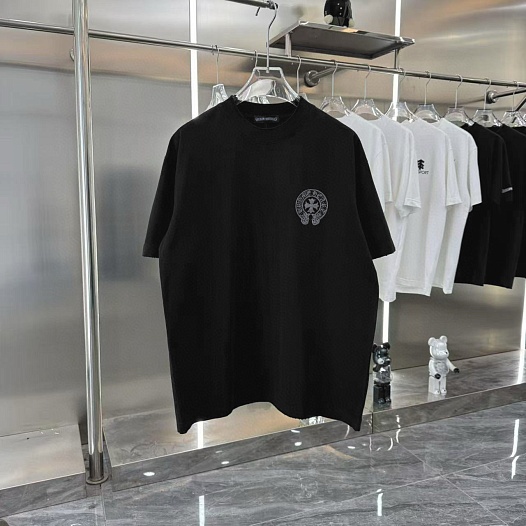 Чёрная оверсайз футболка Chrome Hearts Premium   