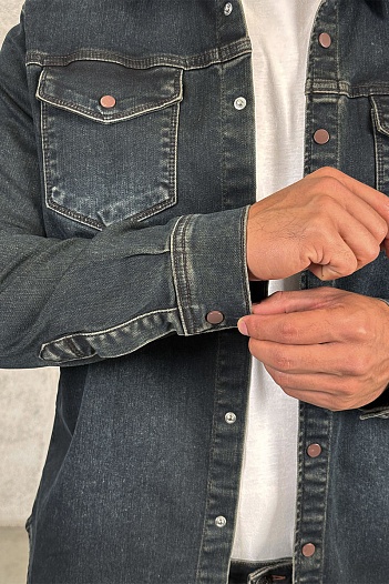 Джинсовая рубашка Loro Piana тёмно-синего цвета   