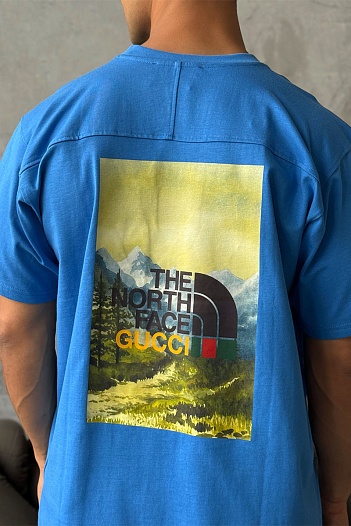 Оверсайз футболка Gucci x The North Face Collaboration landscape print - Blue   