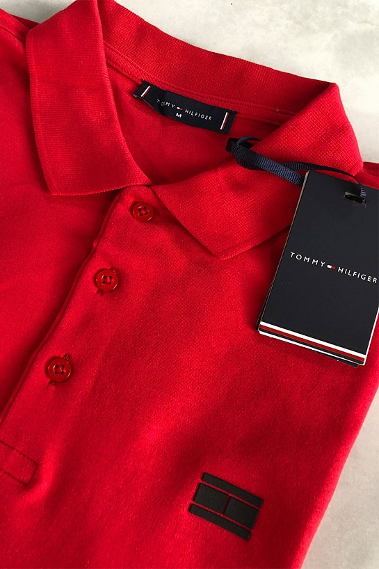 Классическое мужское поло Tommy Hilfiger красного цвета
