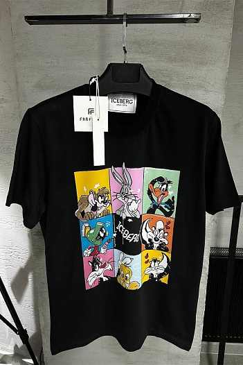 Мужская чёрная футболка Iceberg x Looney Tunes   