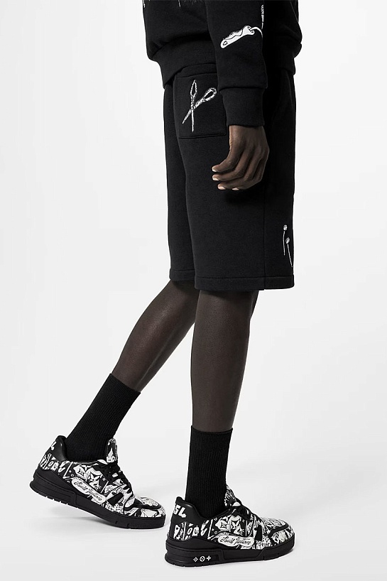Мужские чёрные шорты Louis Vuitton graphic-print