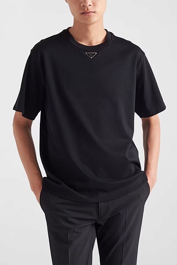 Мужская футболка Prada logo-plaque - Black   