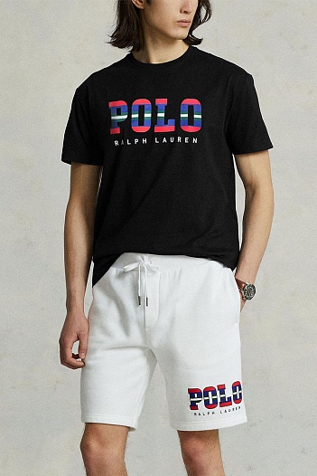 Мужская чёрная футболка Polo Ralph Lauren logo-print   