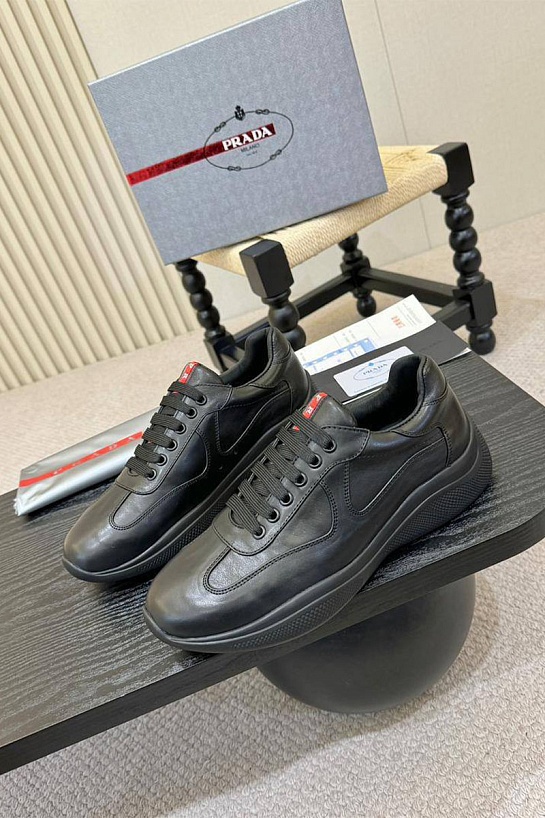 Кожаные кроссовки Prada America's Cup - Black