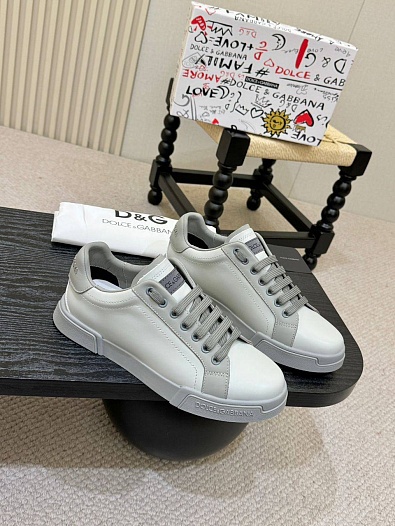 Кожаные кроссовки Dolce & Gabbana Portofino - Grey   