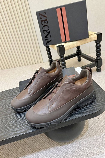 Кожаные кроссовки Zegna Triple Stitch Monte - Brown   