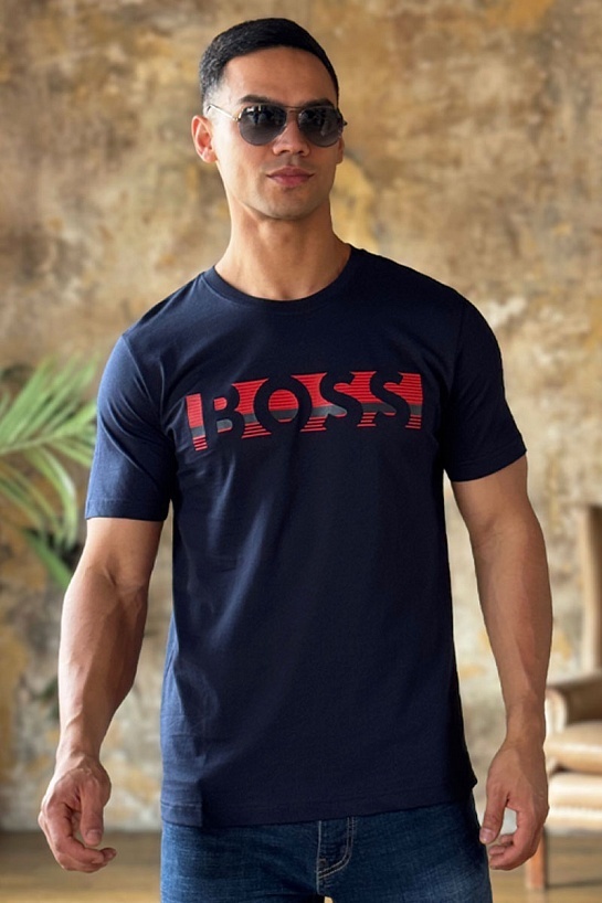 Мужская тёмно-синяя футболка Hugo Boss