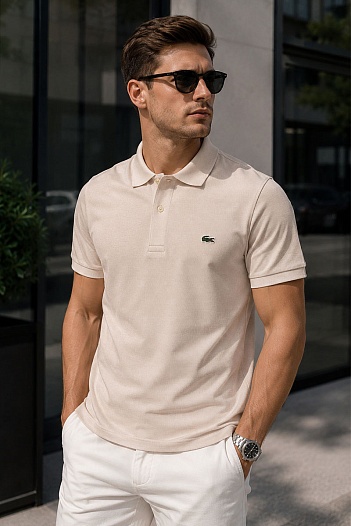 Мужское бежевое поло Lacoste Classic Fit   
