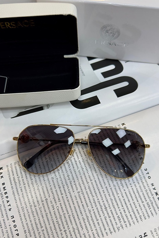 Солнцезащитные очки Versace Aviator - Grey / Gold