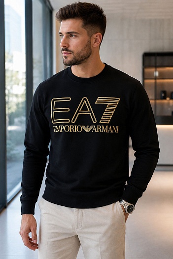 Мужской чёрный свитшот Emporio Armani logo-print   