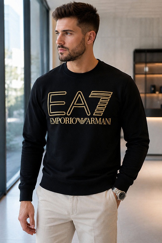 Мужской чёрный свитшот Emporio Armani logo-print