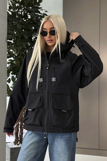 Женская нейлоновая ветровка Chanel premium - Black   