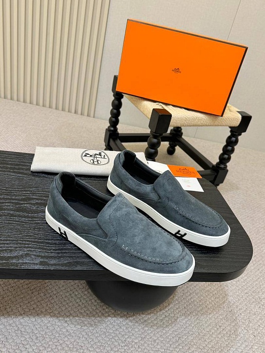 Мужские замшевые слипоны Hermes Kiddy - Grey