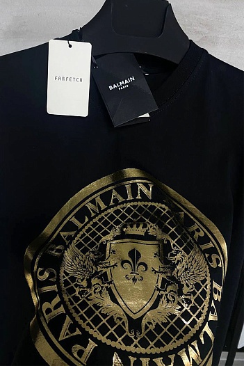 Футболка чёрного цвета Balmain metallic coin   