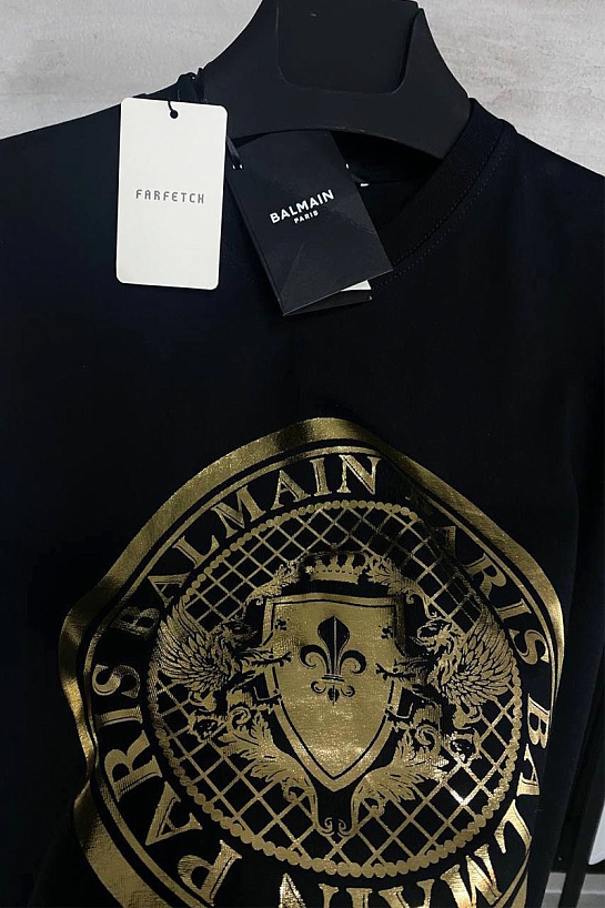 Футболка чёрного цвета Balmain metallic coin
