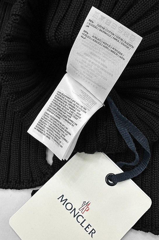 Комплект из шапки и шарфа чёрного цвета Moncler logo-patch