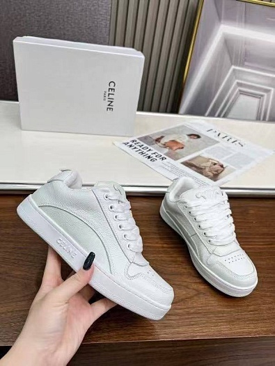 Женские кожаные кроссовки Celine Premium - White   