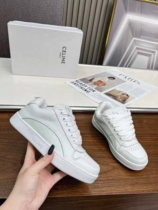 Женские кожаные кроссовки Celine Premium - White
