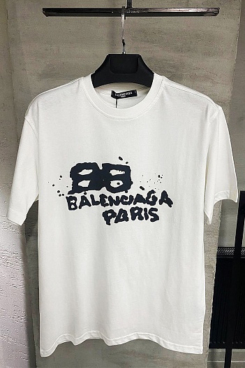 Футболка белого цвета Balenciaga Hand Drawn BB   
