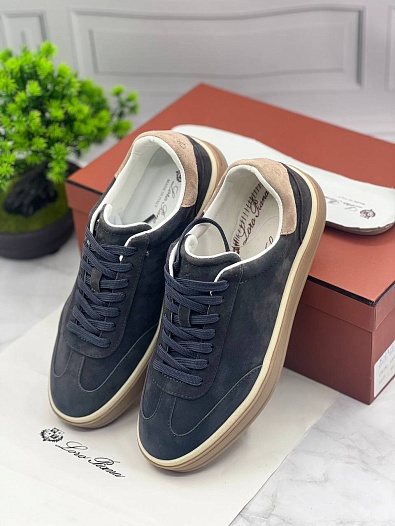 Замшевые кроссовки Loro Piana Tennis Walk - Grey   