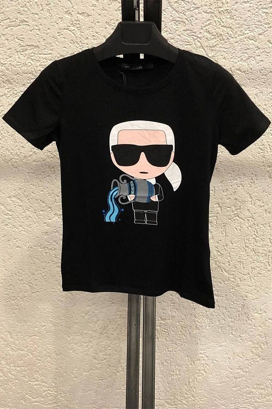 Женская чёрная футболка Karl Lagerfeld "Aquarius"