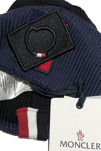 Мужская брендовая шапка Moncler- Black / Navy   