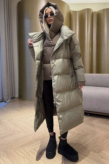 Женский пуховик с капюшоном Max Mara premium - Green   