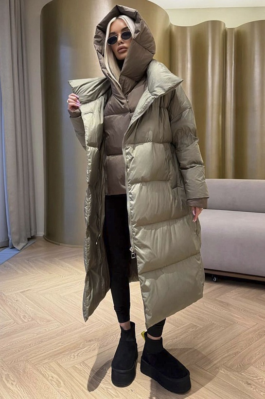 Женский пуховик с капюшоном Max Mara premium - Green