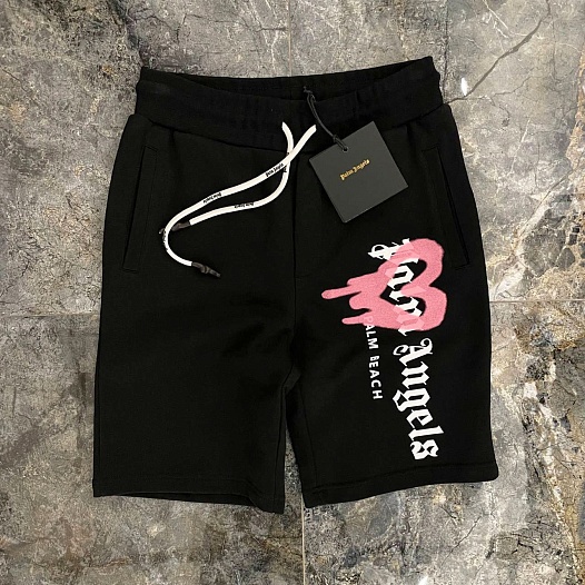 Мужские шорты Palm Angels Heart Sprayed Palm Beach - Black   