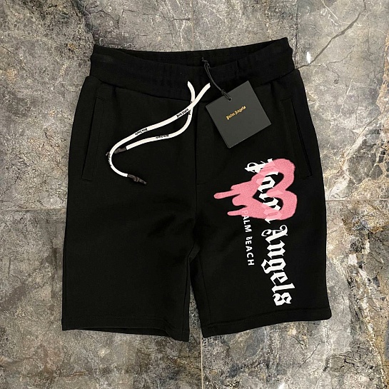 Мужские шорты Palm Angels Heart Sprayed Palm Beach - Black
