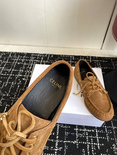 Женские замшевые лоферы Celine premium - Checknut   