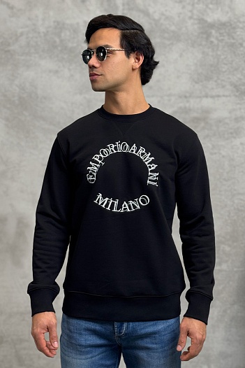 Чёрный свитшот Emporio Armani logo embroidery   