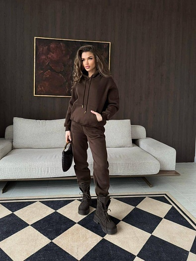 Женский костюм тройка на флисе Schiaparelli premium - Brown   