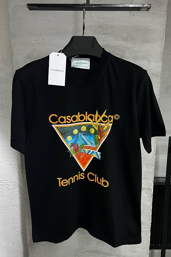 Мужская чёрная футболка Casablanca tennis club