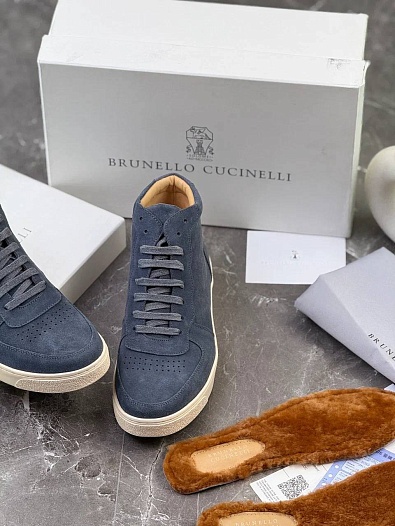 Замшевые кроссовки с меховой стелькой Brunello Cucinelli   