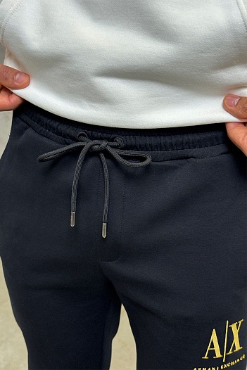Чёрные спортивные штаны Armani Exchange gold embroidery   