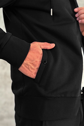 Спортивный костюм чёрного цвета side pocket   