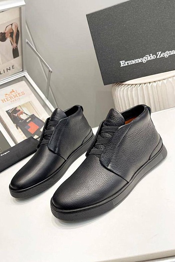 Кожаные кроссовки Zegna Triple Stitch high-top   