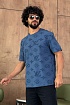 Синяя оверсайз футболка Louis Vuitton Monogram All-over