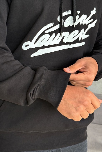 Чёрное худи Saint Laurent Paris logo-print   
